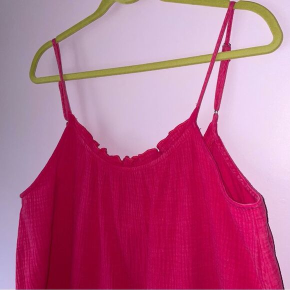 143 Lovestory Size M Pink Maxi Dress Gauzy Cotton Oversized Ruffle - Picture 2 of 8